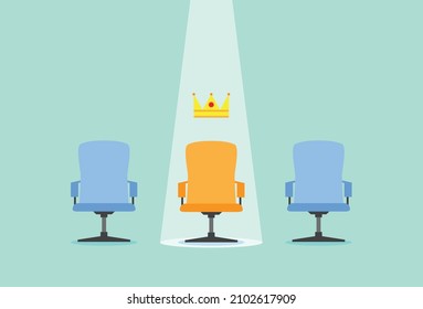 Human resource management and recruitment business, outstanding in row, chair standing out from the crowd, Vector illustration design concept in flat style