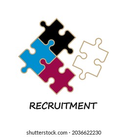 Human resource management, recruitment and recruitment concept. Puzzles flat icon. Vector illustration.