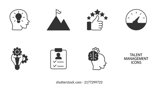 Human Resource Management, Talent Management And Recruitment Business Icons Set . Human Resource Management, Talent Management And Recruitment Business Pack Symbol Vector Elements For Infographic Web