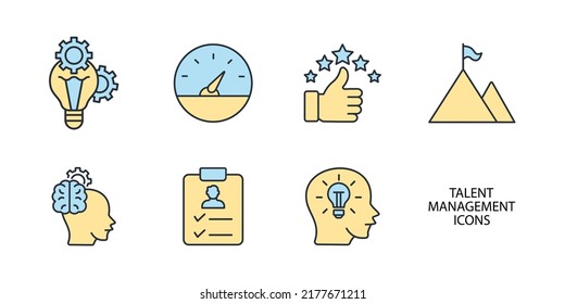 Human Resource Management, Talent Management And Recruitment Business Icons Set . Human Resource Management, Talent Management And Recruitment Business Pack Symbol Vector Elements For Infographic Web