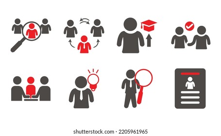 gestión de recursos humanos, trabajadores, vacantes, icono sólido editable