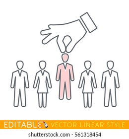 Human resource management.Editable line icon. Stock vector illustration.