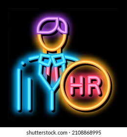 human resource neon light sign vector. Glowing bright icon human resource sign. transparent symbol illustration