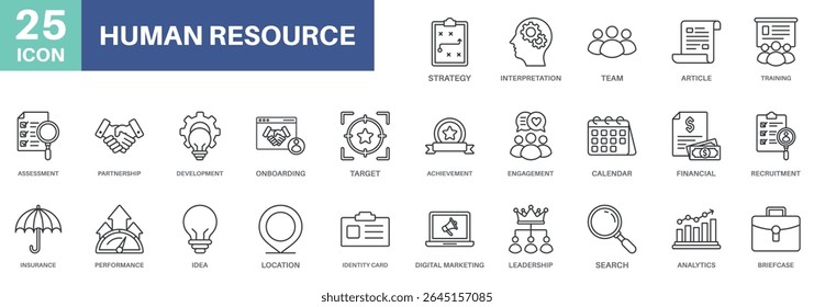 human resource pack concept design icons set collections, simple style design inspiration for any interface and purpose suitable for symbols and more