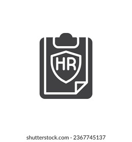 Icono vectorial de la política de recursos humanos. signo plano relleno para concepto móvil y diseño web. Icono de glifo de directiva HR. Símbolo, ilustración del logotipo. Gráficos vectoriales