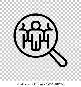 Human Resource, recruit to a job, search experts, talent people, business icon. Black editable linear symbol on transparent background