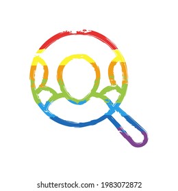 Human Resource, recruit to a job, search experts, talent people, business icon. Drawing sign with LGBT style, seven colors of rainbow (red, orange, yellow, green, blue, indigo, violet