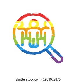 Human Resource, recruit to a job, search experts, talent people, business icon. Drawing sign with LGBT style, seven colors of rainbow (red, orange, yellow, green, blue, indigo, violet