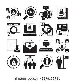 human resource and recruiting icons set