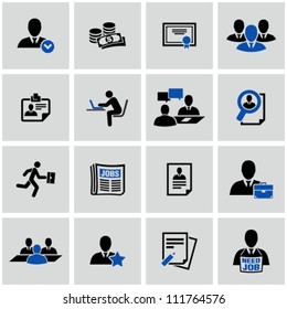 Human resource and recruitment icons set.