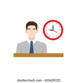 Human resource and recruitment icons set. Employment - training in office hour. Vector illustration.