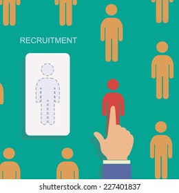 Human resource and recruitment modern concept. Hand select one persons of stack