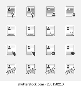 human resource and resume icon set.