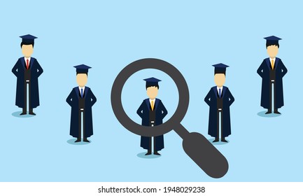 Personalauswahl Mann aus Gruppe der graduierten Vektordesign.