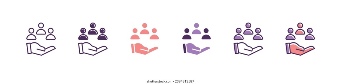 human resource team icon teamwork with hand symbol vector business partnership organization illustration