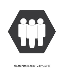 Human resource training icon with three white silhouettes
