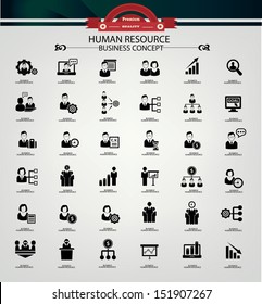 Human resource,business concept,icons,black version,vector