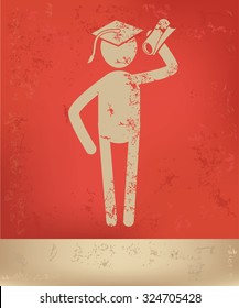 Human resource,character design on red background, grunge vector