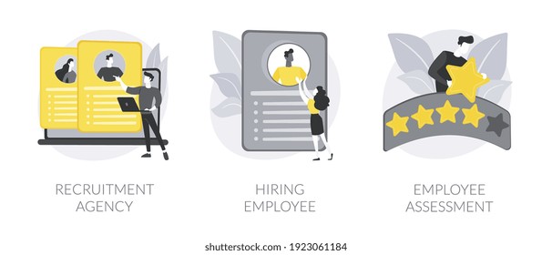 Human Resources Abstract Concept Vector Illustration Set. Recruitment Agency, Hiring Employee, Employee Assessment, Job Listing, Head Hunting, Performance Review, SWOT Analysis Abstract Metaphor.