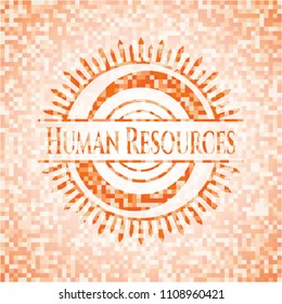  Human Resources abstract orange mosaic emblem with background