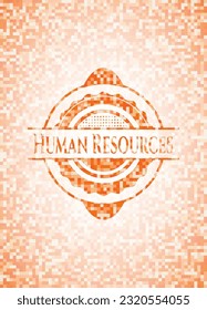 Human Resources abstract orange mosaic emblem 
