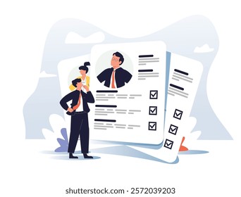 Human resources agency isolated cartoon vector illustrations set. Talent search, select candidates, interview with professional HR specialist, headhunter job, recruiting company vector cartoon.