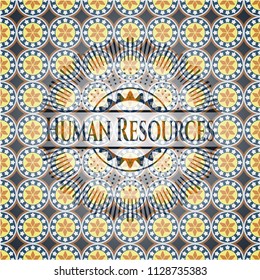 Human Resources arabic badge. Arabesque decoration.
