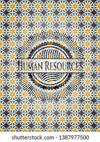 Human Resources arabic style badge. Arabesque decoration.