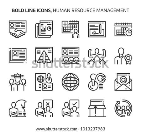 Human resources, bold line icons. The illustrations are a vector, editable stroke, 48x48 pixel perfect files. Crafted with precision and eye for quality.