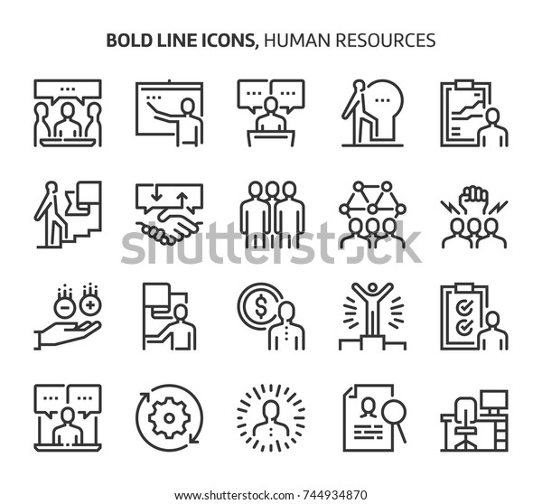 Human\
resources, bold line icons. The illustrations are a vector,\
editable stroke, 48x48 pixel perfect files.\

