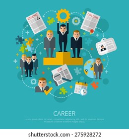 Human resources business career infographic elements schema poster with job search and employment symbols abstract vector illustration 