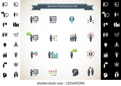 Human resources and business training icon set. Vector illustration