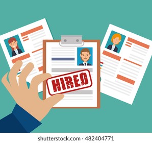 human resources clipboard hired design isolated