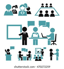 human resources, communication, community icon set