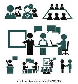 human resources, communication, community icon set