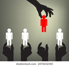 Human Resources concept. Choosing the perfect candidate for the job. Vector illustration