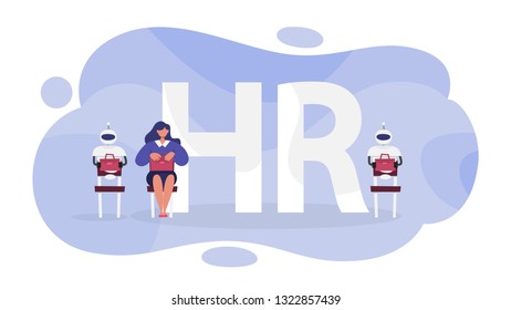 Human resources concept. Idea of recruitment. Searching for employee. Headhunter select worker. Vector illustration in cartoon style