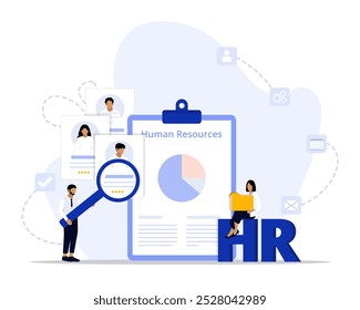 Ilustração do conceito de recursos humanos. Adequado para landing page, ui, web, cartão de introdução do aplicativo, editorial, folheto e banner.