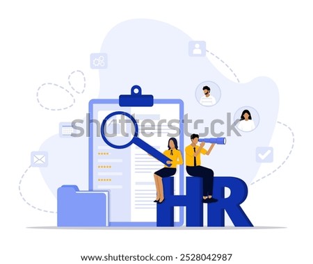 Human resources concept illustration. Suitable for landing page, ui, web, App intro card, editorial, flyer, and banner.