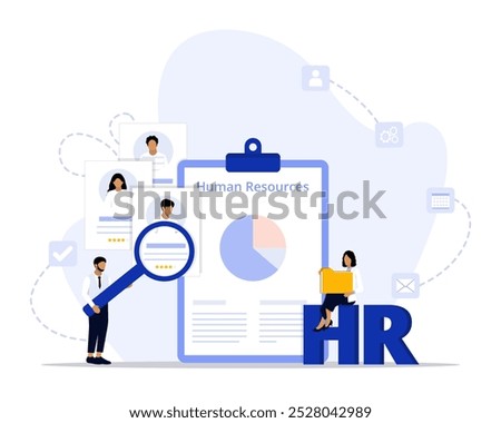 Human resources concept illustration. Suitable for landing page, ui, web, App intro card, editorial, flyer, and banner.
