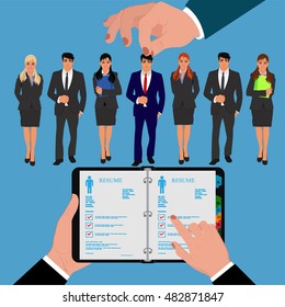 human resources concept, job hunter, vector illustration