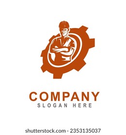 Human resources concept, recruitment, teamwork, career, construction workers logo design.