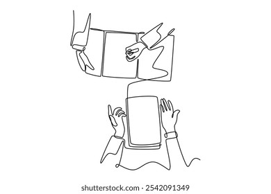 Human Resources concept. Single line draw design vector graphic illustration.