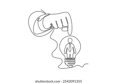 Human Resources concept. Single line draw design vector graphic illustration.