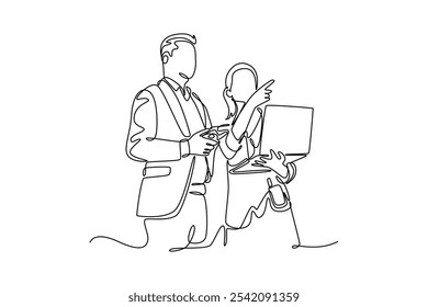 Human Resources concept. Single line draw design vector graphic illustration.