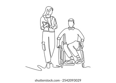 Human Resources concept. Single line draw design vector graphic illustration.