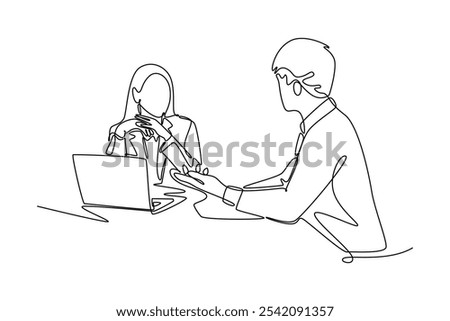 Human Resources concept. Single line draw design vector graphic illustration.