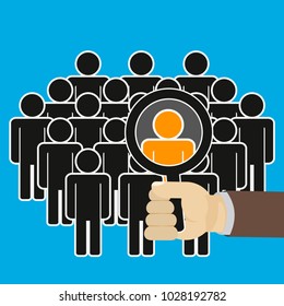 Human resources concept, target market and audience, focus group, public relations, vector icon