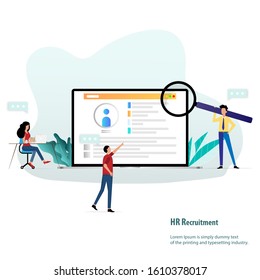 Human Resources Concept, team of HR department are working to analyze the data on the screen of the applicant to determine about the requirement and qualification before call them to interview.