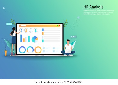 Human Resources Concept, team of HR department are working to analyze the data on the screen of the applicant to determine about the requirement and qualification before call them to interview.